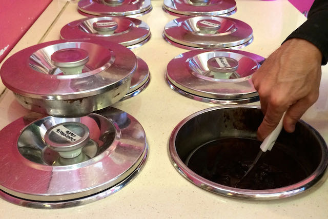 gelato covered in steel bins