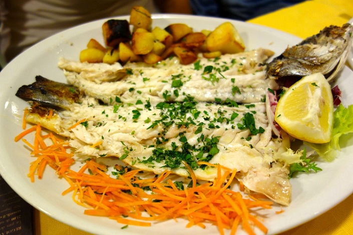 fresh baked sea bream at romolo e remo in rome