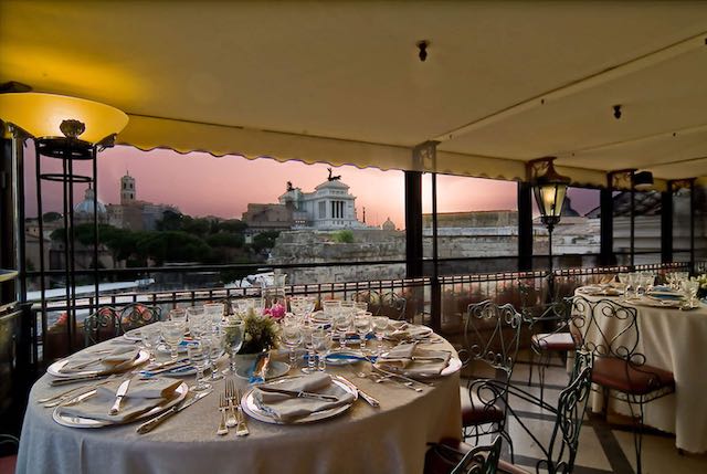 gorgeous views of the via dei fori imperiali from the rooftop of the hotel forum