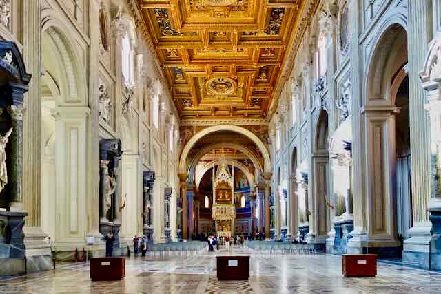 The inside of the St John in Lateran cathedral