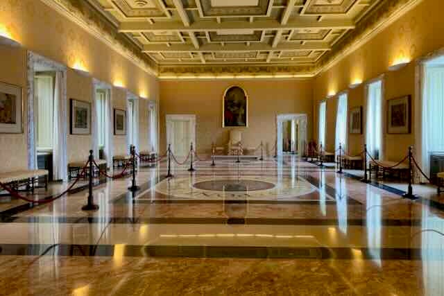 interior of papal palace at Castel Gandolfo