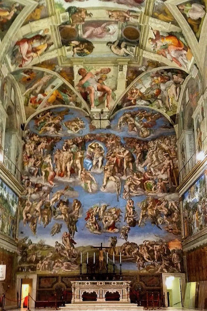 Back wall of the Sistine Chapel. "Last Judgment"