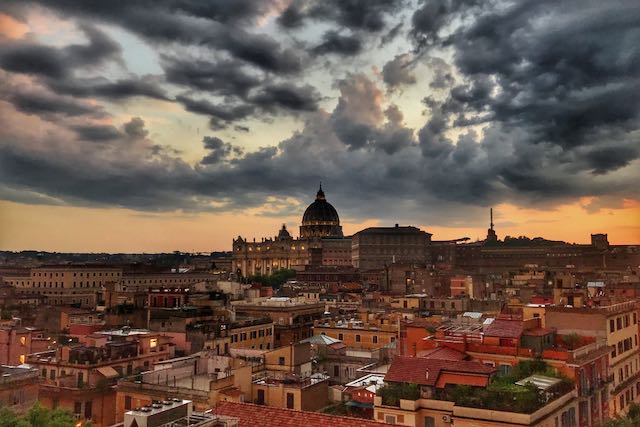 sunset view of Rome from Les Etoiles pin view of rome after the rain from les etoiles