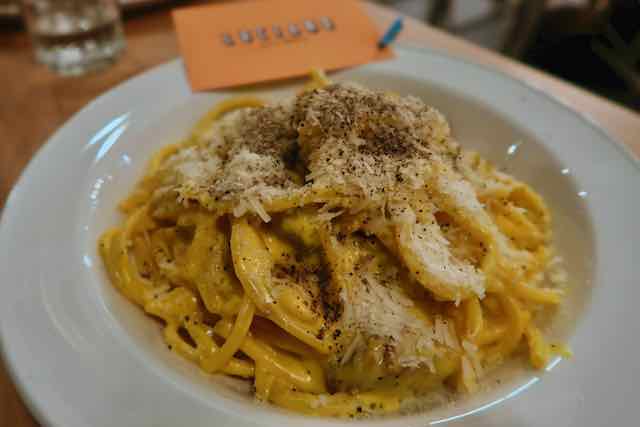 spaghetti carbonara at Luciano spaghetti carbonara at Luciano