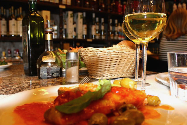 baccalà with tomato sauce for lunch at enoteca buccone