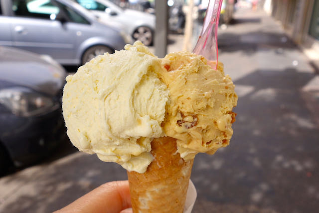 cone of madagascar vanilla and almond hazelnut praline gelato at riva reno cone of madagascar vanilla and almond hazelnut praline gelato at riva reno