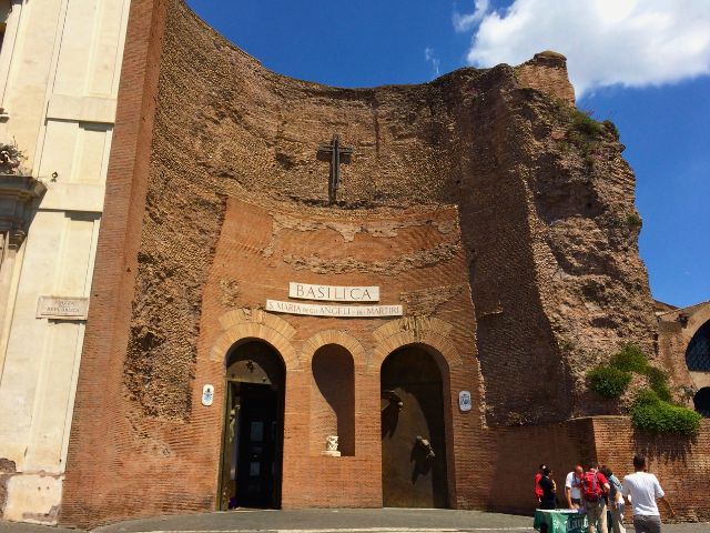 doors to basilica in ruins of baths of diocletian