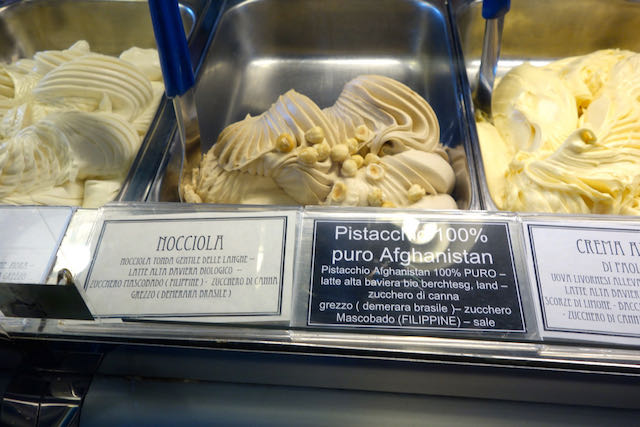 ingredients in the all-natural gelato at Neve di Latte