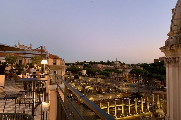 sunset from roof of NH Fori Imperiali