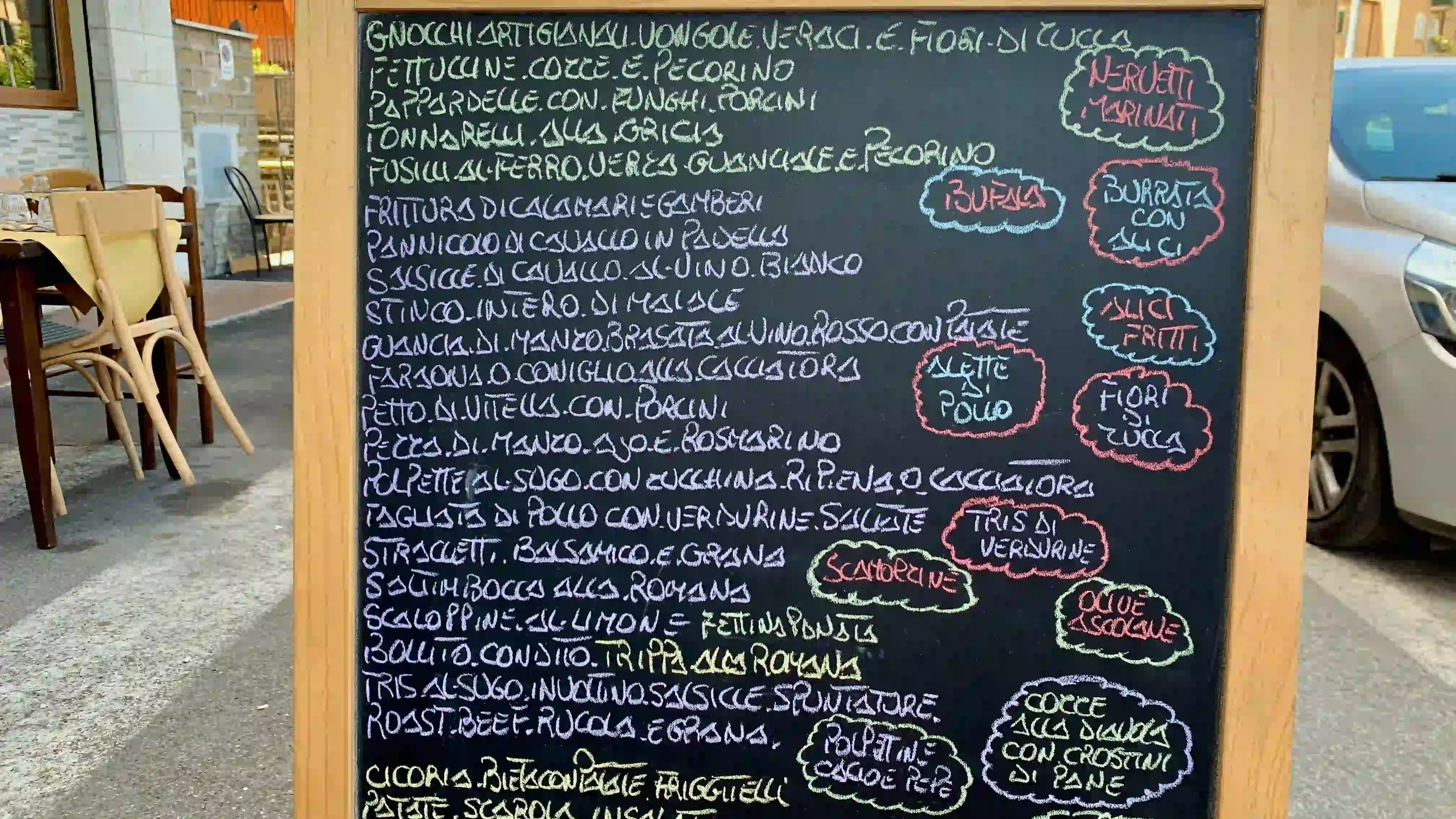 daily specials osteria bonelli - menu on chalkboard