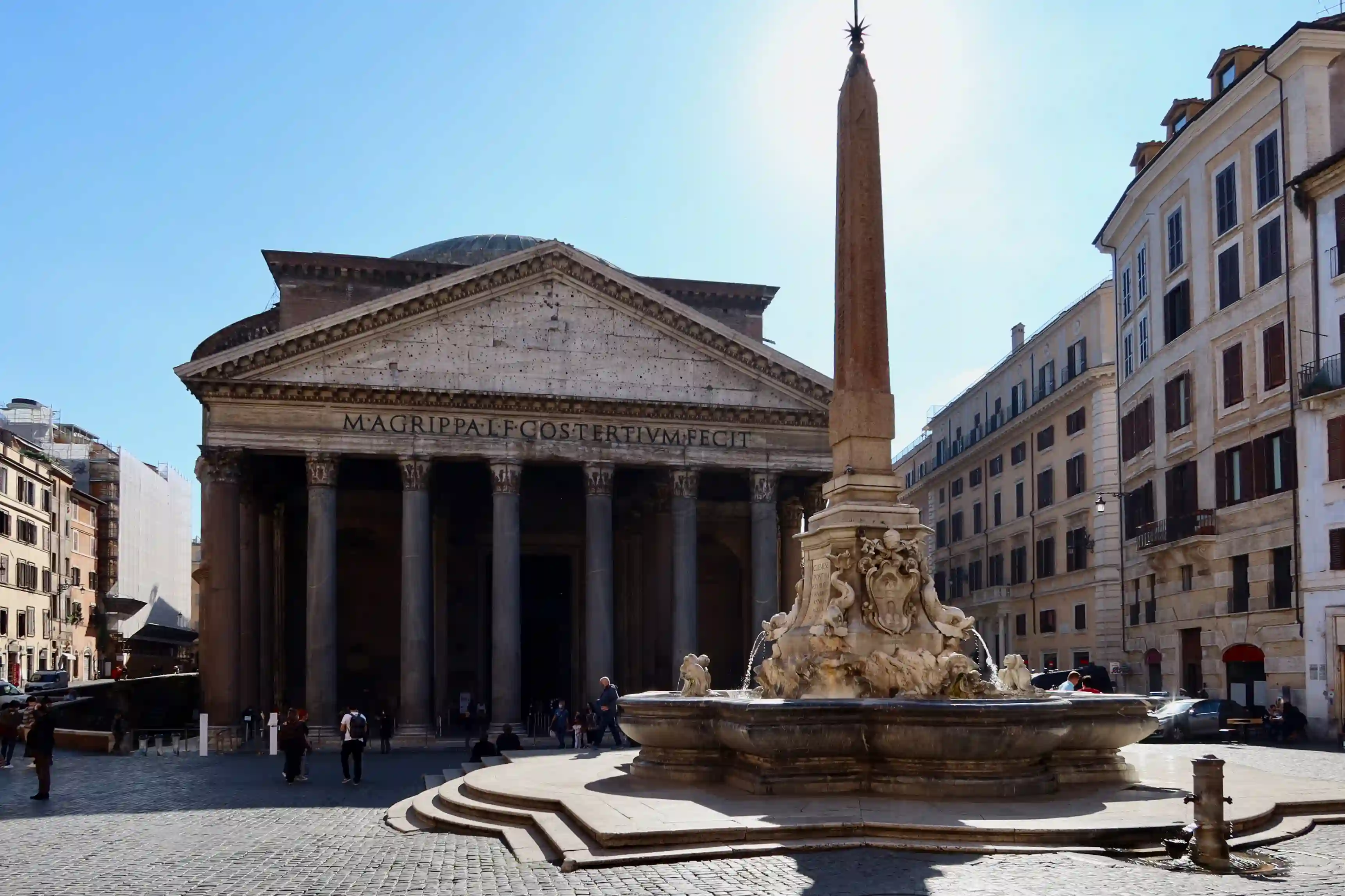 pantheon with fountain and obelisk