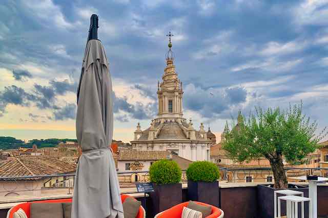 rooftops from the bar on top of pantheon iconic hotel