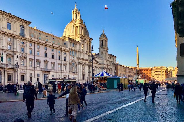 piazza navona christmas market with reduced stalls