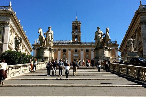 walking on the fori imperiali in rome