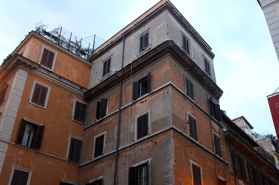 trevi fountain to spanish steps rasella bullet holes