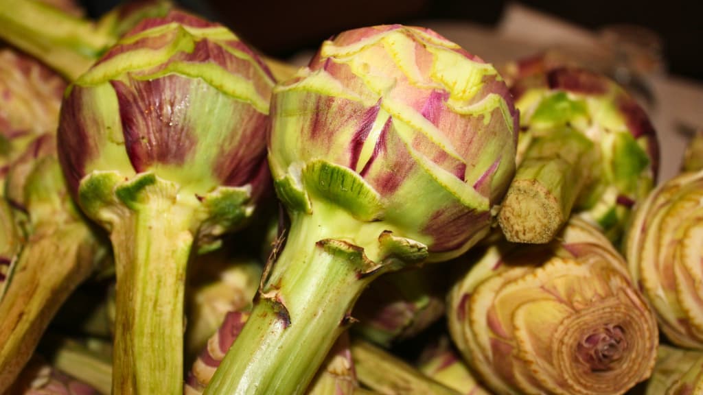 raw trimmed artichokes