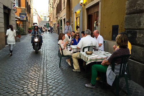 rome restaurant with tables in the street