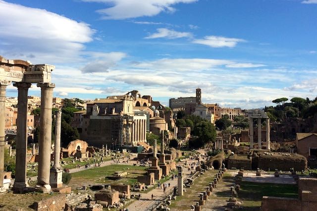 view of roman forum from campidoglio