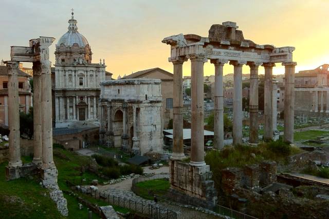 roman forum at sunset