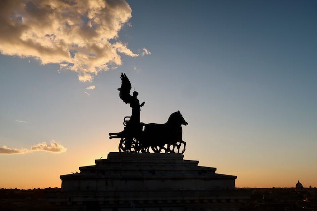 top of the altar of the fatherland at sunset