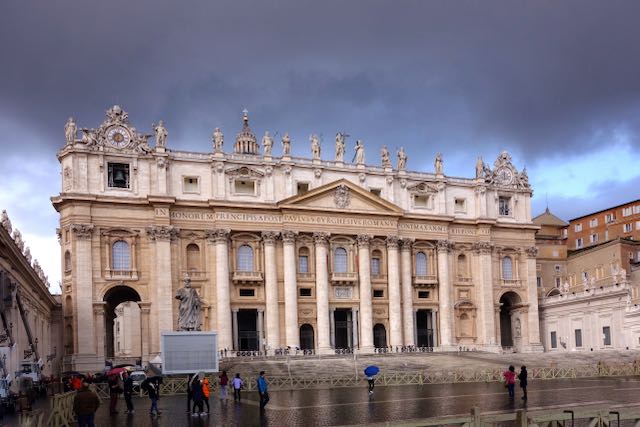rain and sunshine in Vatican Square st peter's square after the rain