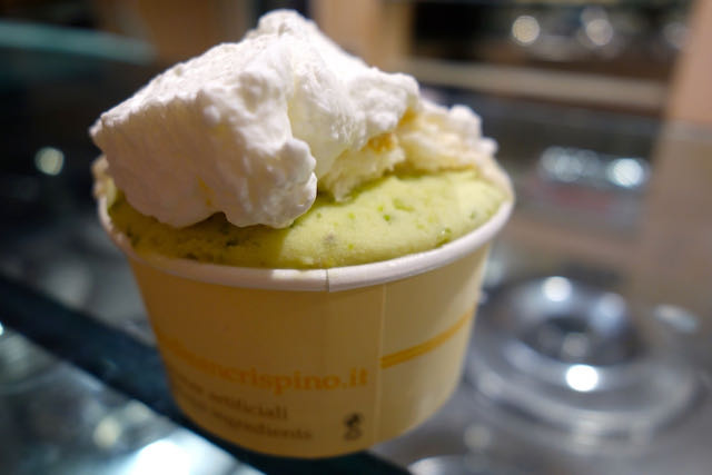 gelato at san crispino gelato with whipped cream at san crispino