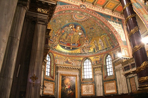 byzantine mosaics in the apse of santa maria in trastevere
