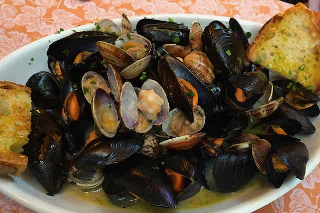 Steamed mussels and clams
