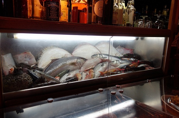 fresh seafood display in rome