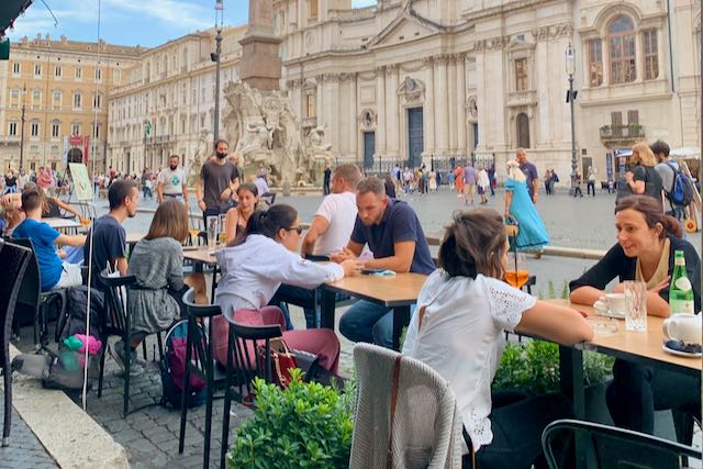 people eating at piazza navona