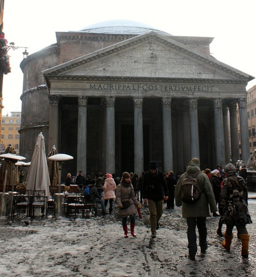 pantheon with snow pantheon with snow