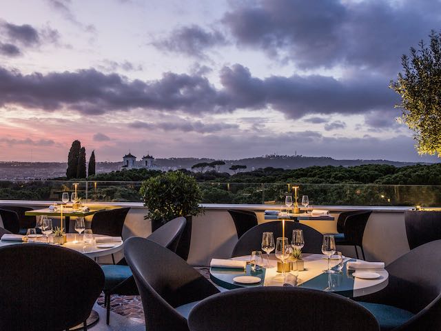 sunset view from roof of sofitel