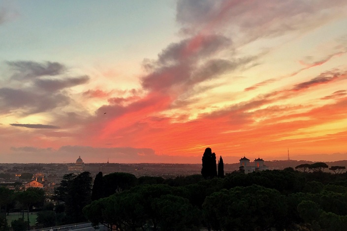 sunset as seen from sofitel rome sofitel rome sunset from roof