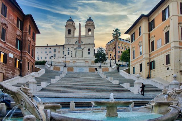 spanish steps at dawn