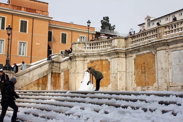 Spanish Steps snowman Spanish Steps snowman