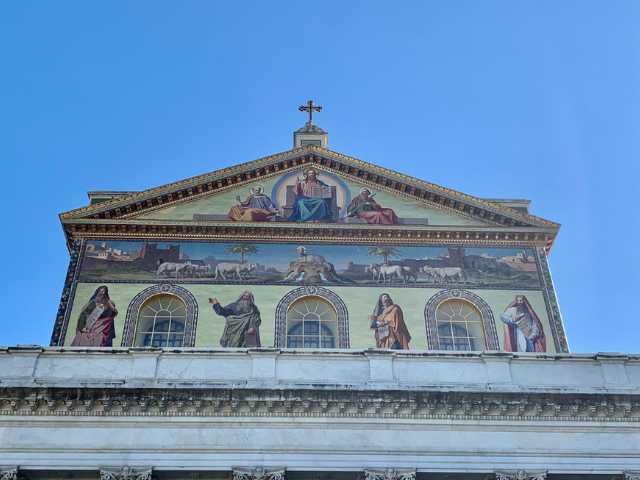 front view of outer decorations on saint paul outside the walls