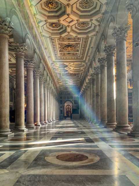 sunbeam coming down into the basilica of st paul outside the walls