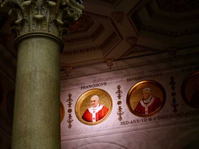 pope francis painting inside st paul outside the walls
