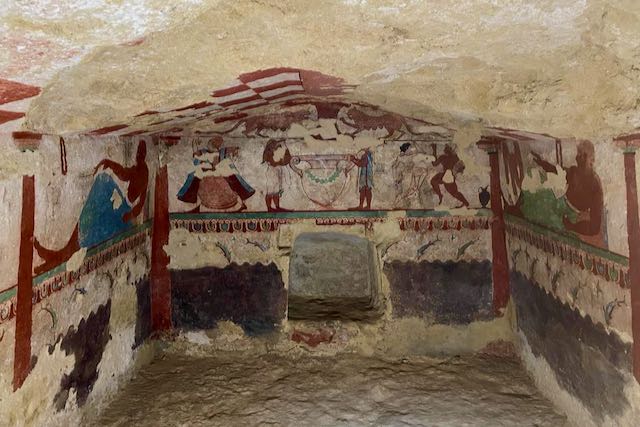 painted etruscan tomb in tarquinia