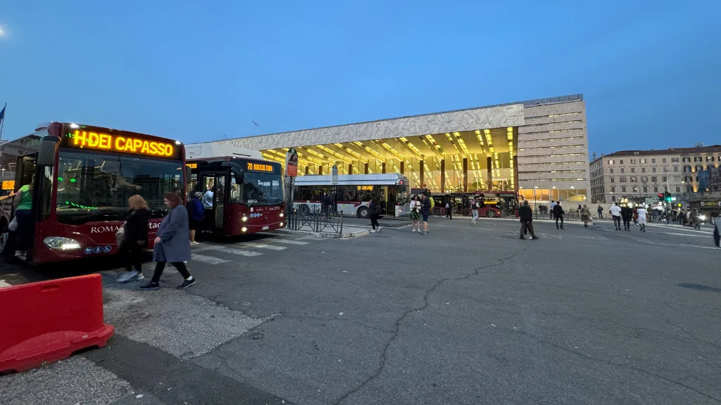 bus on the via dei fori imperiali termini station jubilee bus changes
