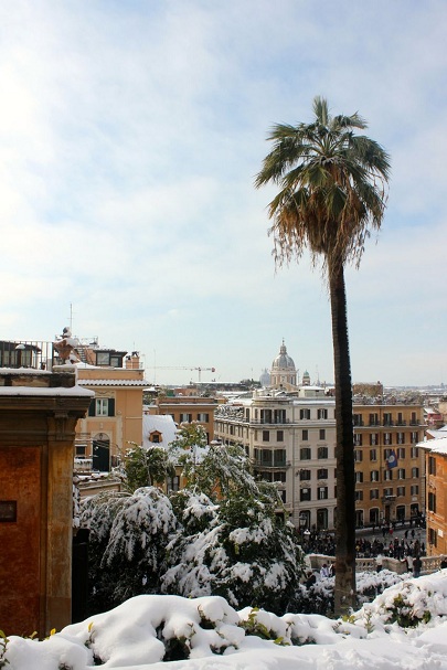 Spanish Steps view with snow Spanish Steps view with snow