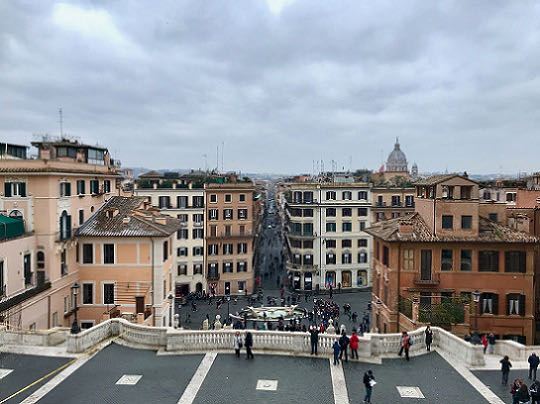 top of spanish steps winter in rome