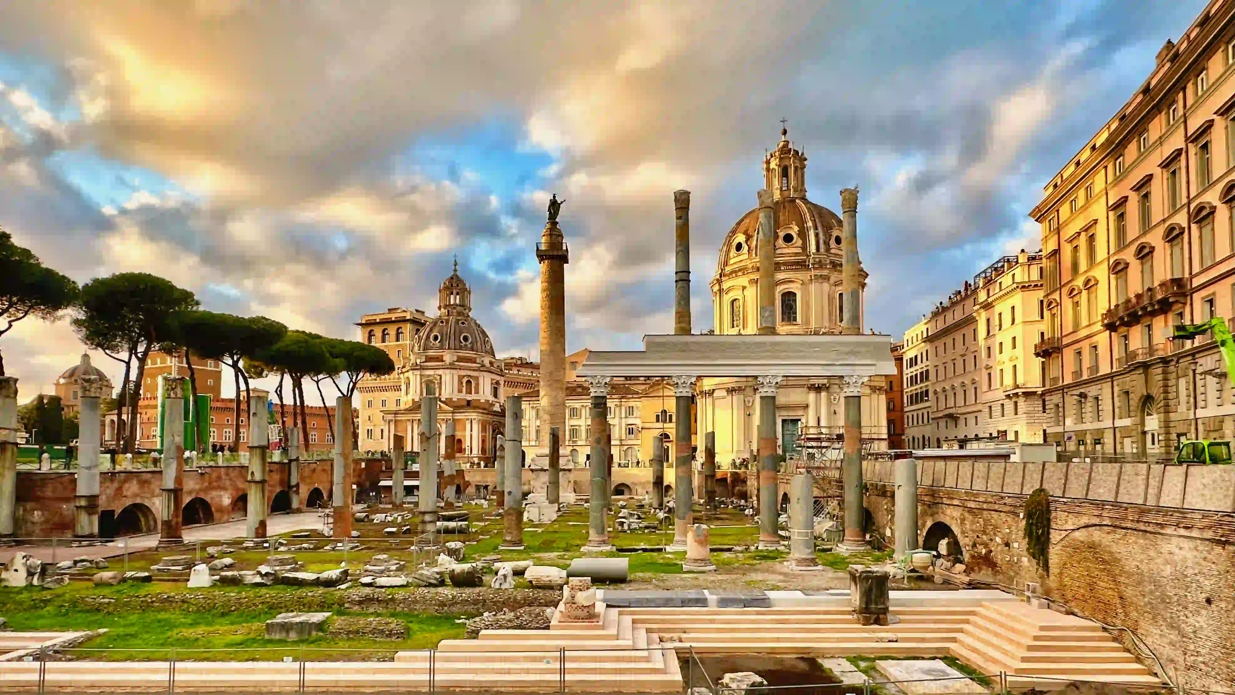 roman forum from palatine hill trajans forum basilica ulpia winter