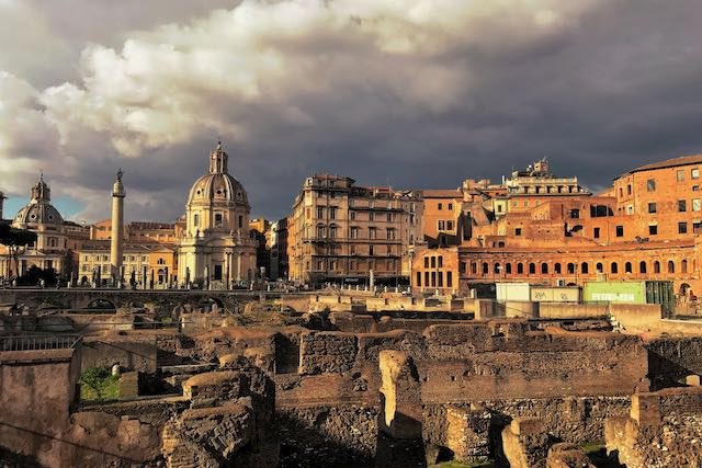 trajans forum in winter