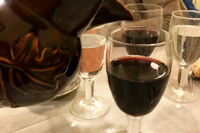 jug of house wine in rome
