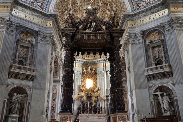 bernini's baldachino (canopy) inside saint peter's basilica bernini's baldachino (canopy) inside saint peter's basilica
