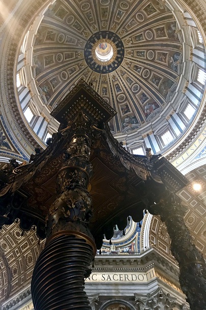 Michelangelo's dome and bernini's baldachin michelangelo's dome and bernini's baldachin in st peters basilica