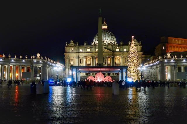 Vatican Square Christmas tree and nativity