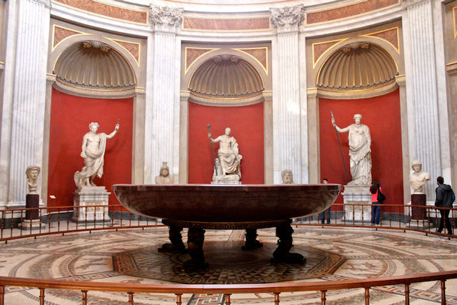 porphyry basin in sala rotunda in vatican museums