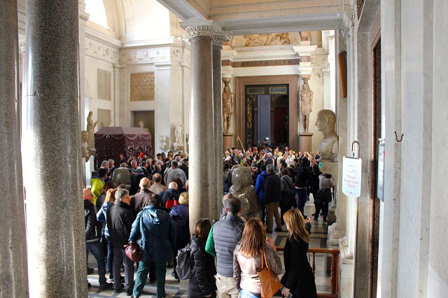 tour group inside vatican museums